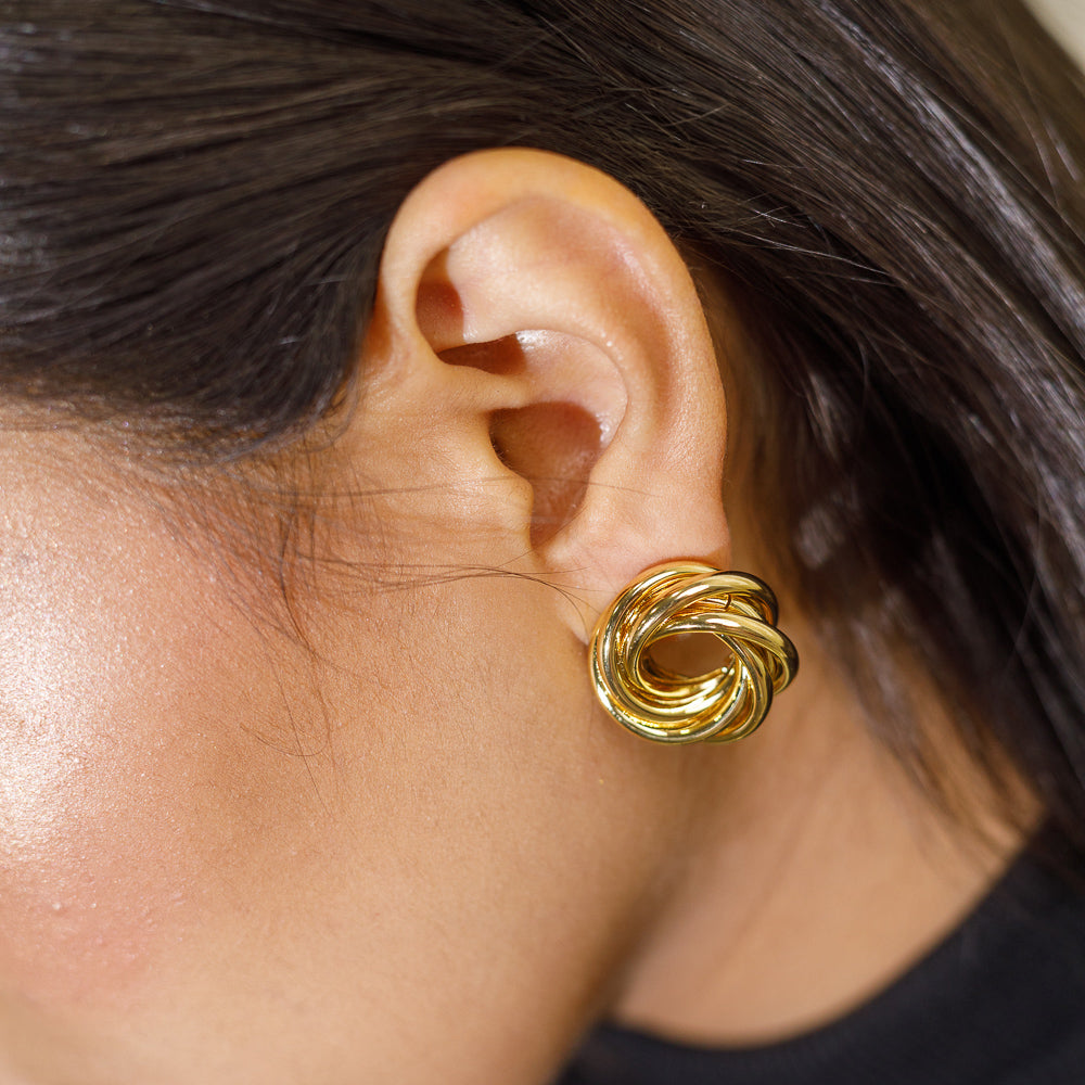 Twisted Gold Stud Earrings