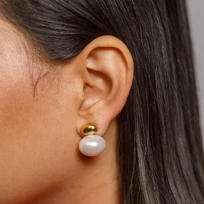 Golden Pearl Harmony Studs – Embrace Everyday Luxury