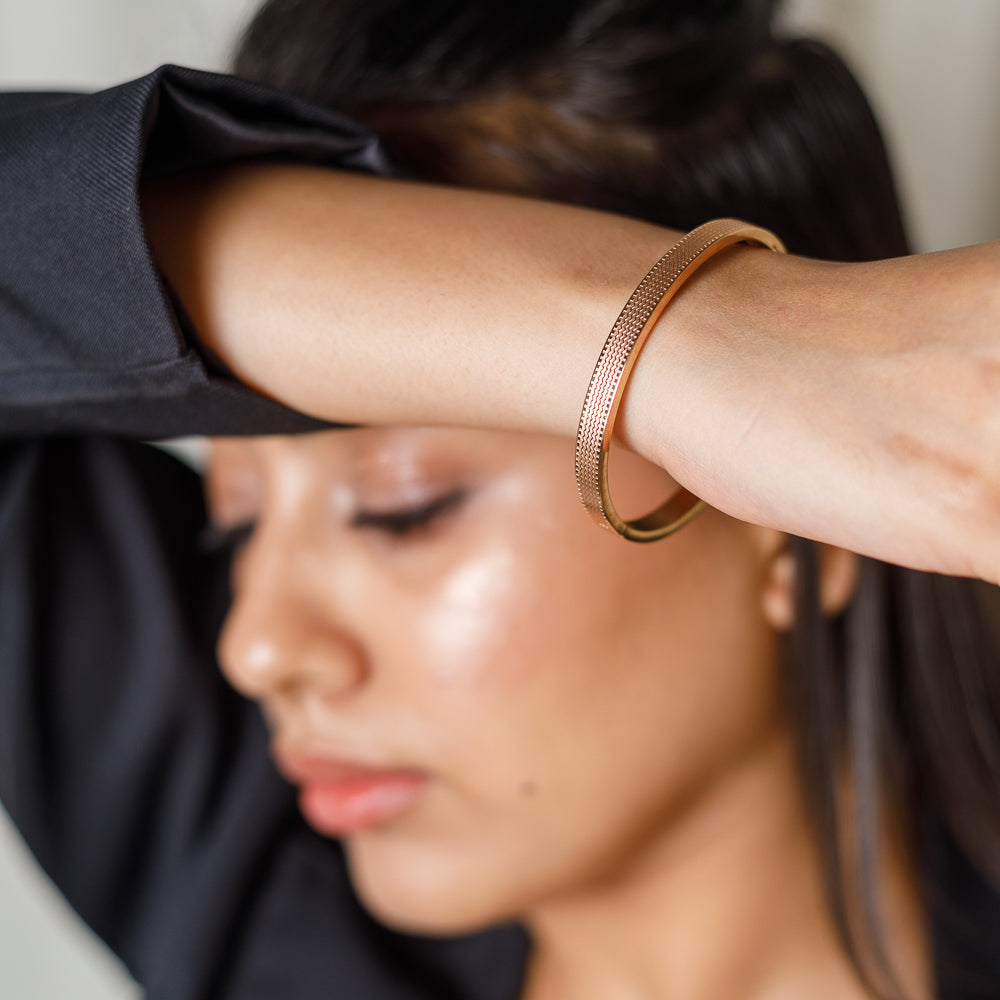 Rose Gold Waves Bangle Bracelet