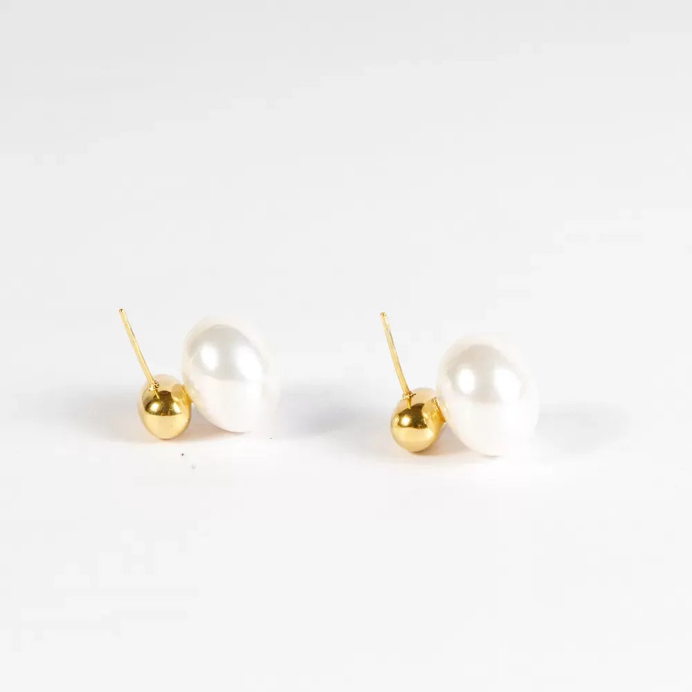 Golden Pearl Harmony Studs – Embrace Everyday Luxury