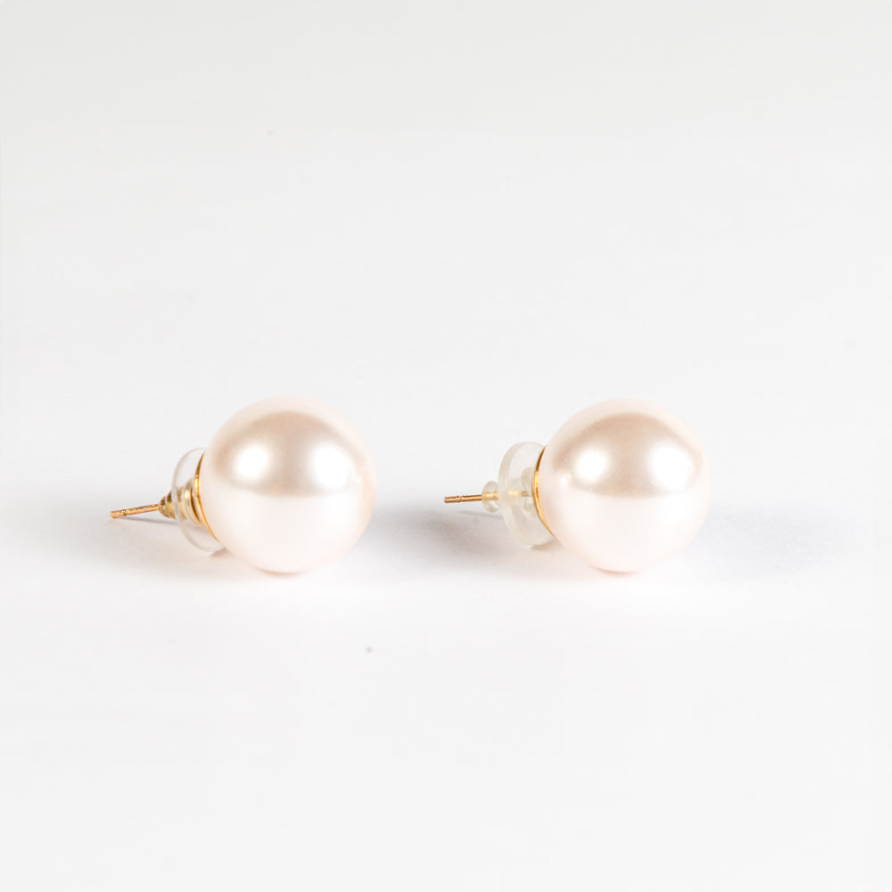 Rose Gold Pearl Stud Earrings