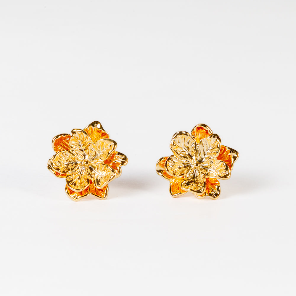 3D Golden Floral Studs