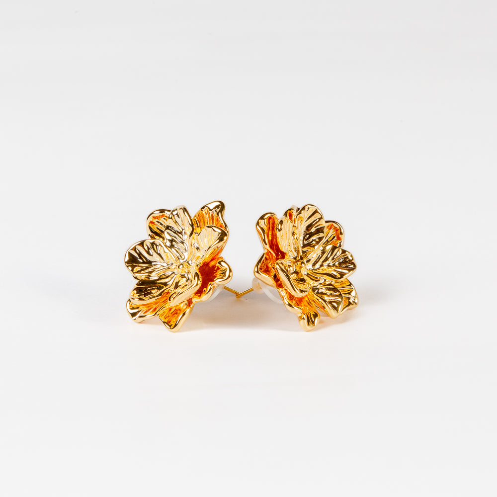 3D Golden Floral Studs