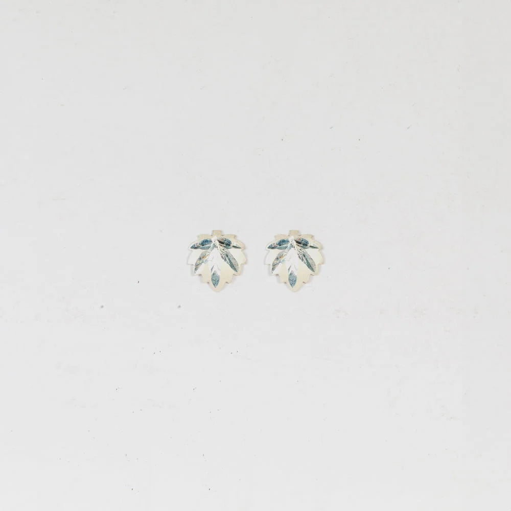 Kashmiri Chinar Silver Stud Earrings