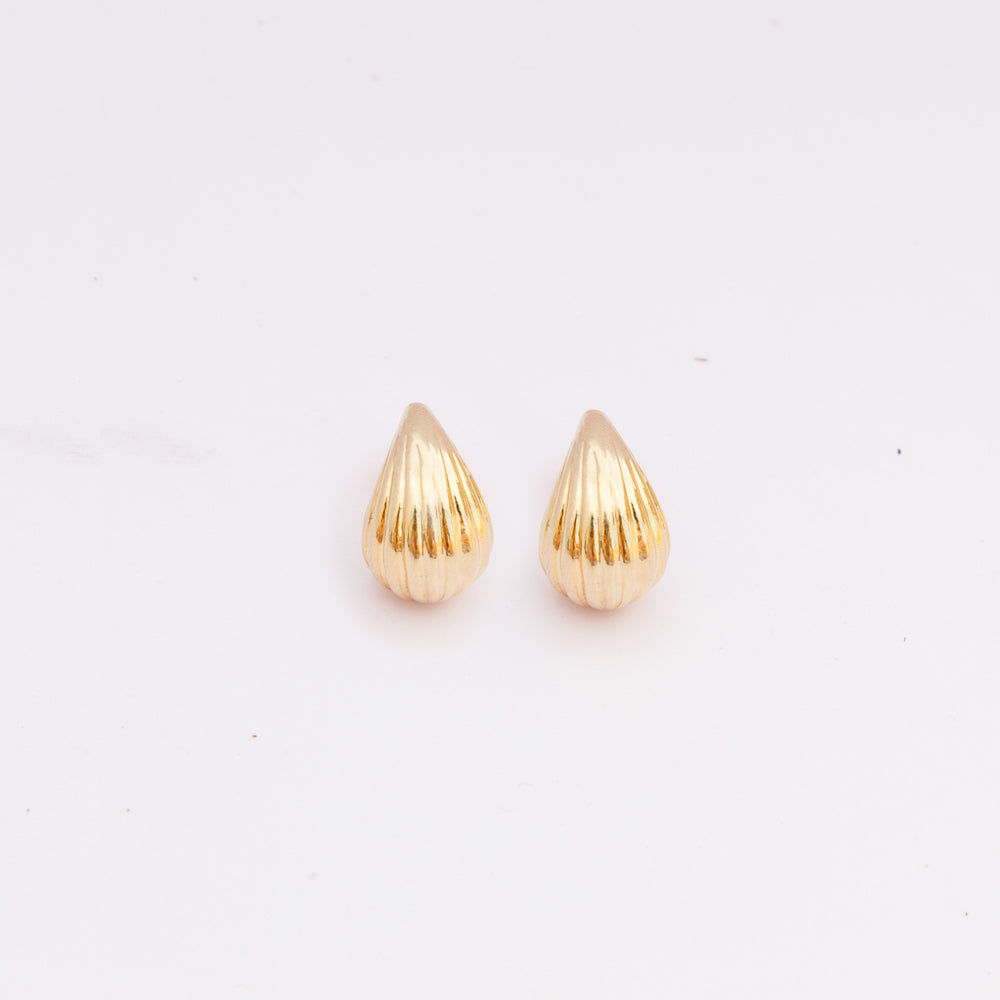 Gleaming Gold Hoop Earrings with Mini Tear Drop Design