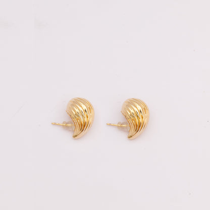 Gleaming Gold Hoop Earrings with Mini Tear Drop Design