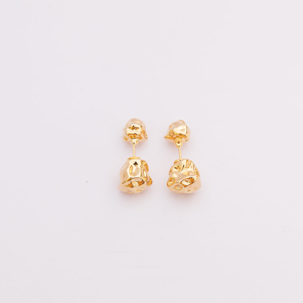 Metallic Golden Rose Stud Earrings