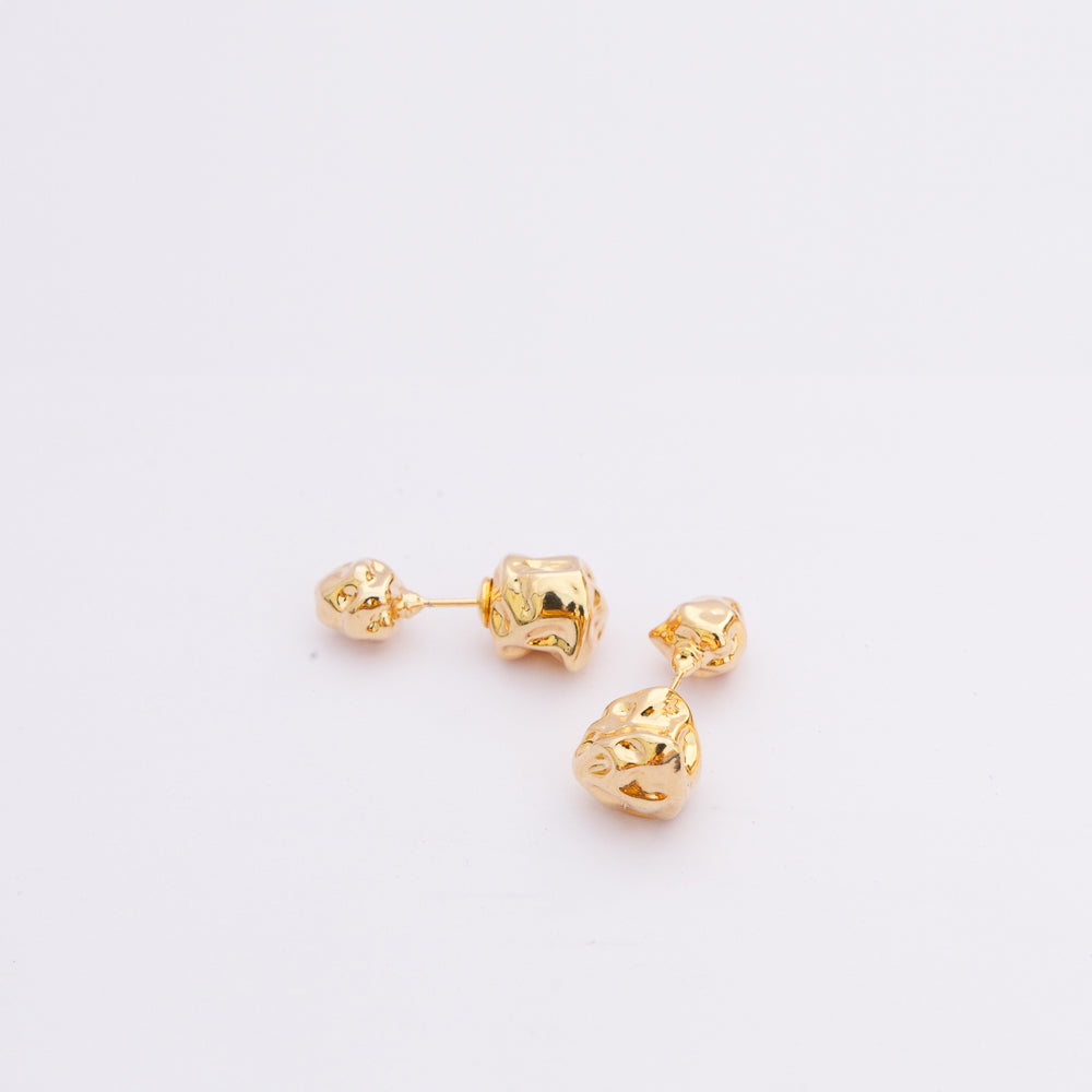 Metallic Golden Rose Stud Earrings