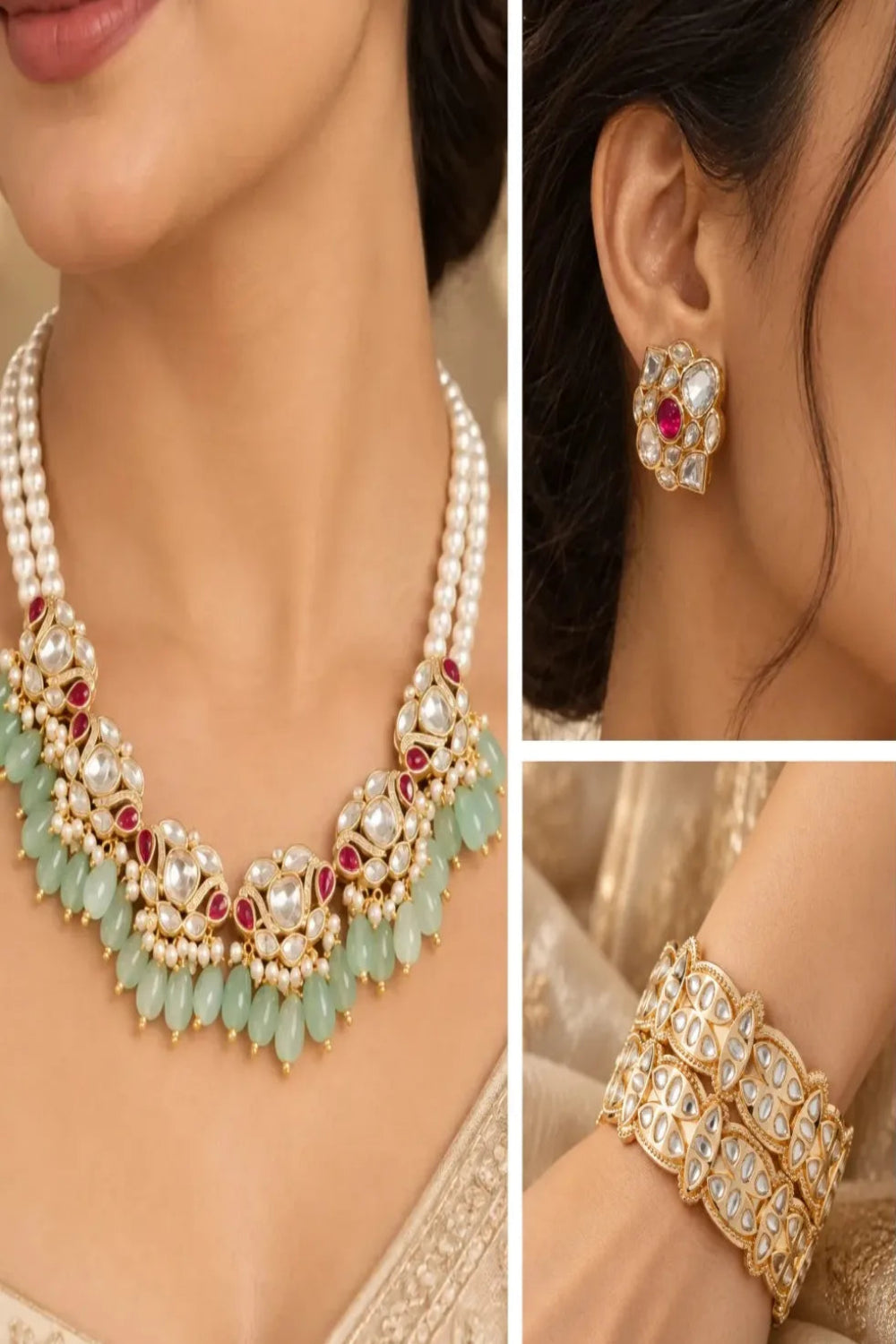 Jade Bloom Combo of 3 – Choker, Studs & Your Choice