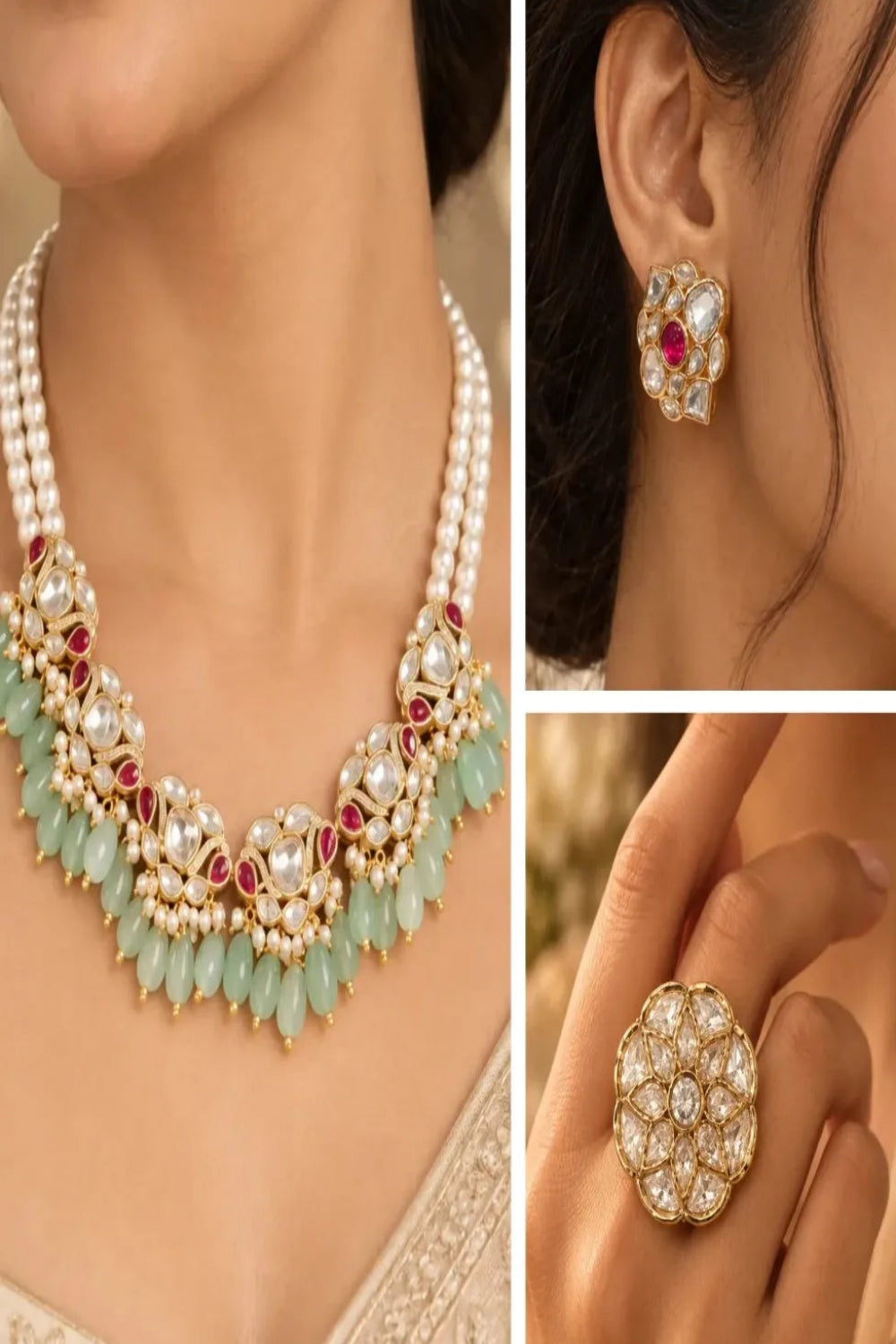 Jade Bloom Combo of 3 – Choker, Studs & Your Choice
