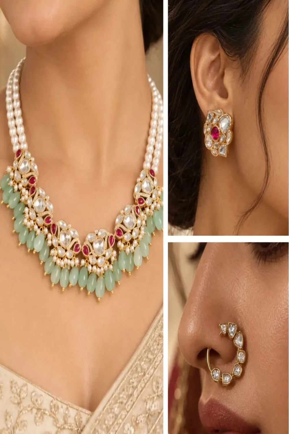 Jade Bloom Combo of 3 – Choker, Studs & Your Choice