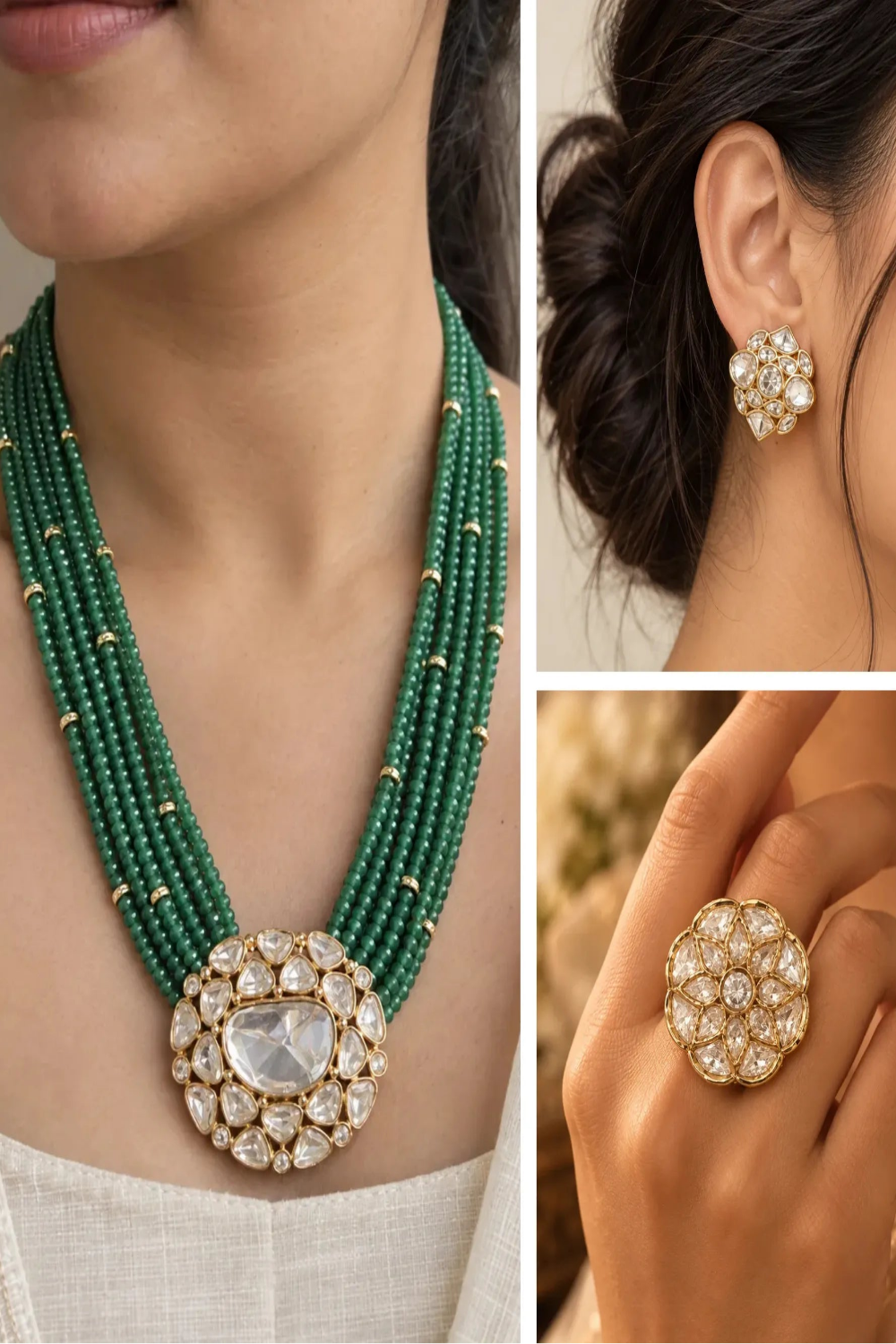 Cluster Crest Combo of 3 – Necklace, Studs & Your Choice