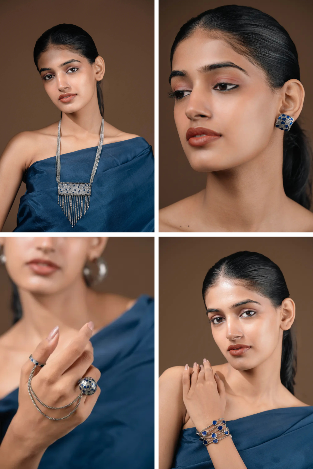 Raas Long Necklace – Combo of 4 Necklace, bracelet, Hath phool and Studs