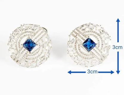 Blue Diamond Elegance Studs – Cubic Zirconia & American Diamond