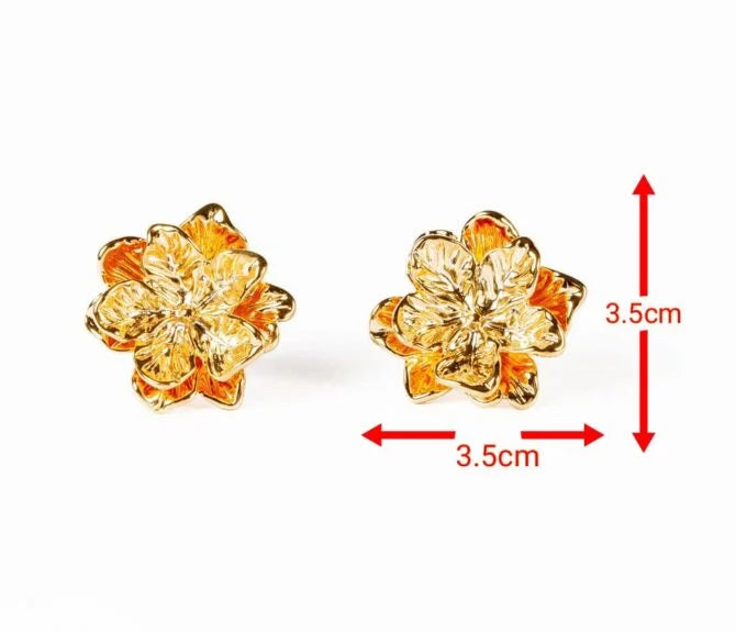 3D Golden Floral Studs