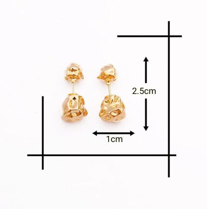 Metallic Golden Rose Stud Earrings