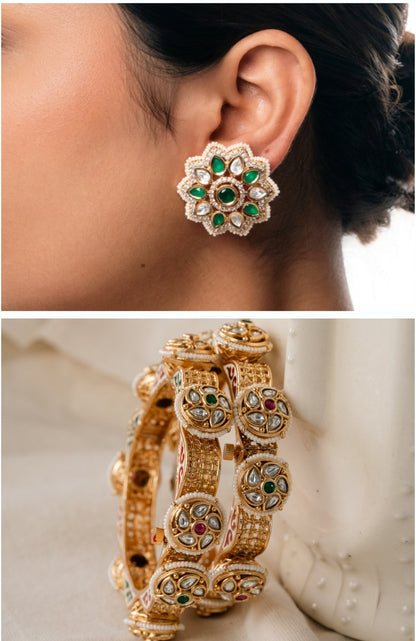 Kundan Earrings & Bangle: A Perfect Pair