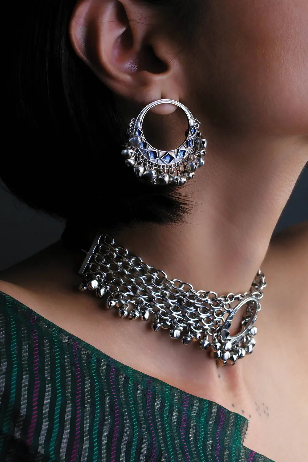 Noor Haar & Chaand Combo of 5 – Choker, 2 Rings & Choice of Earrings