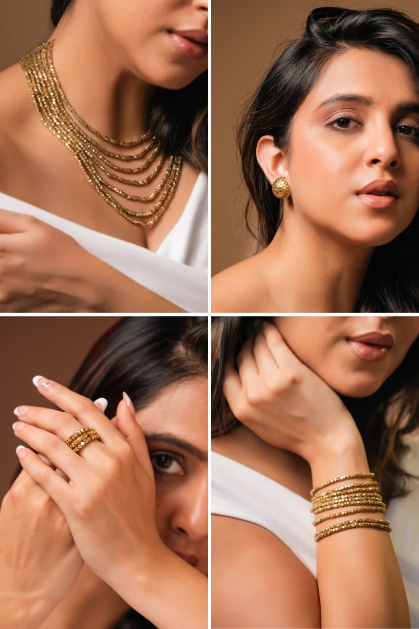 Ruhi 7-Layered Necklace Combo – Necklace, Studs, Bracelet & Ring