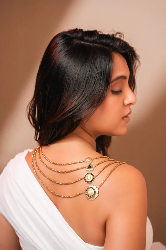 The Stunning Sehr Necklace – Handmade Gold Jewelry with Three Elegant Stones Online