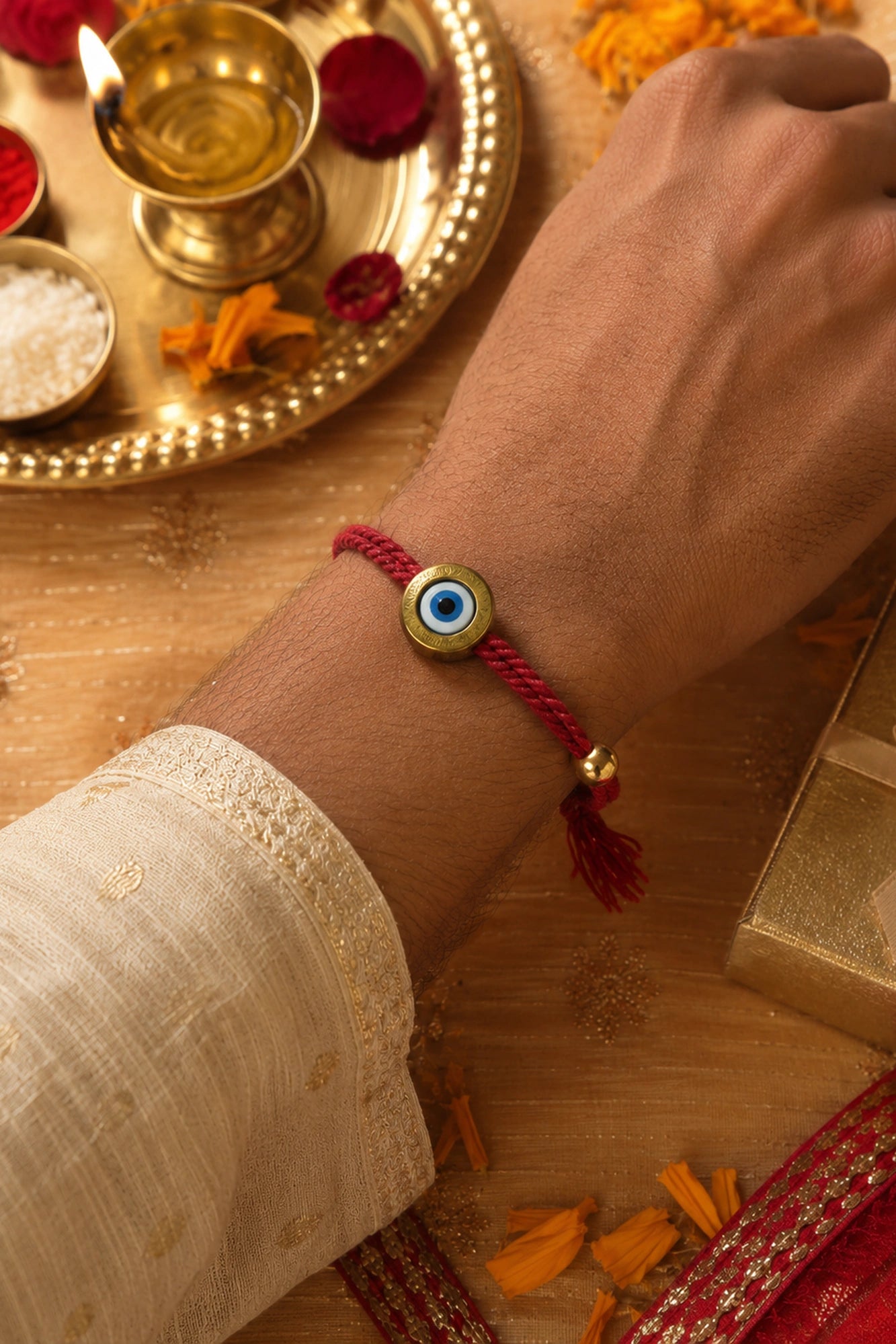 Dori, Dua & Mithaas- Rakhi Hamper of 4