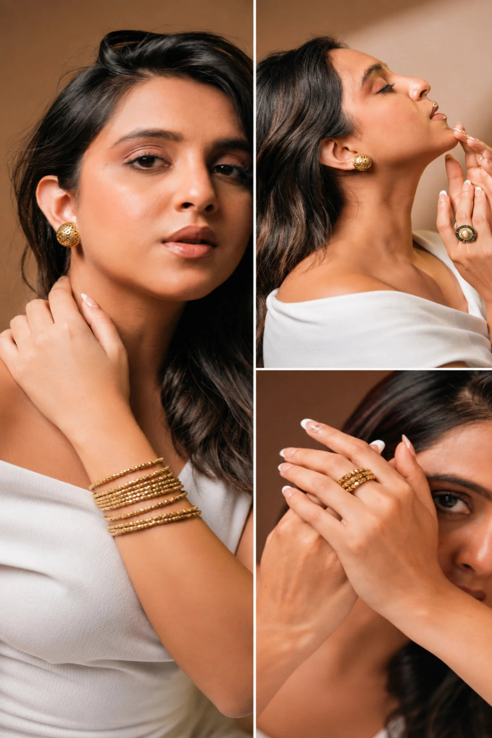 Ruhi 7-Layer Combo of 3 – Bracelet, Studs & Ring