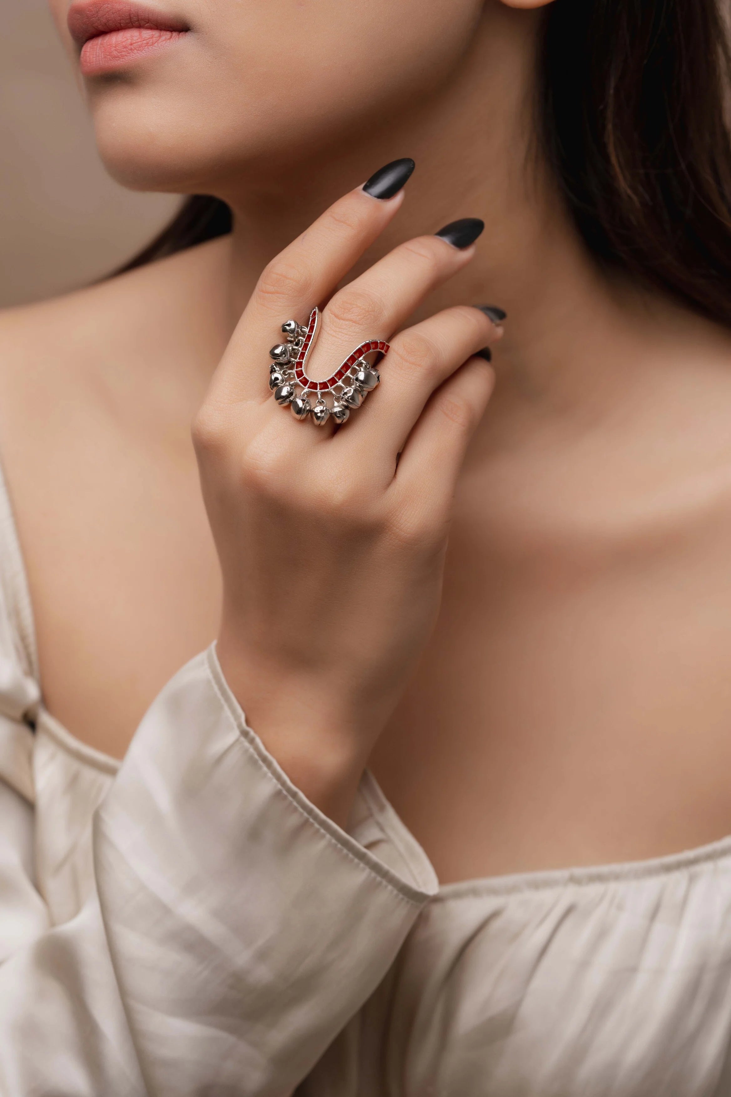 Noor Haar & Chaand Combo of 5 – Choker, 2 Rings & Choice of Earrings